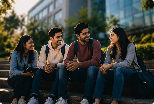 building with students